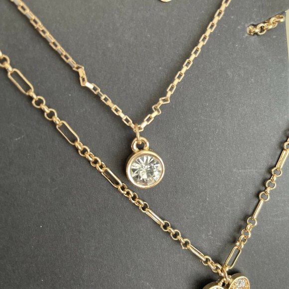 NEW Area Stars Multi Layer Necklaces Heart Tear Drop ETC Layering Gold Tone, NEW - Picture 7 of 9